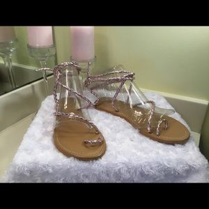 ASOS Leather Lace Up Flat Sandals